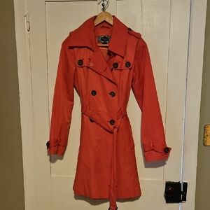 Women's Pink Trench Coat with Belt - Green Envy Brand - Medium